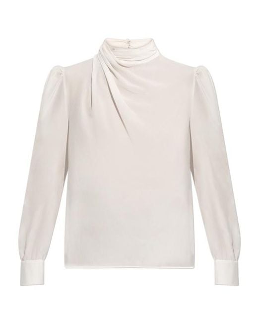 Alessandra Rich White High-Neck Blouse