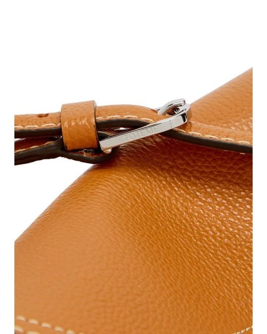 Totême Brown T-Lock Grained Leather Clutch