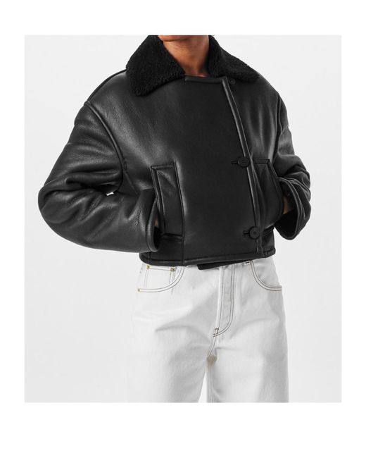 Jacquemus Black Lapel Long Sleeve Leather Jacket