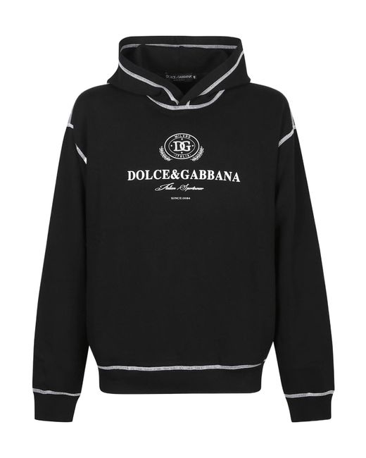 Dolce & Gabbana Black Sweatshirt With Hat for men