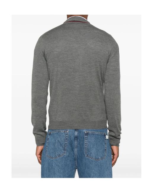 Gucci Gray Button-Front V-Neck Cardigan for men