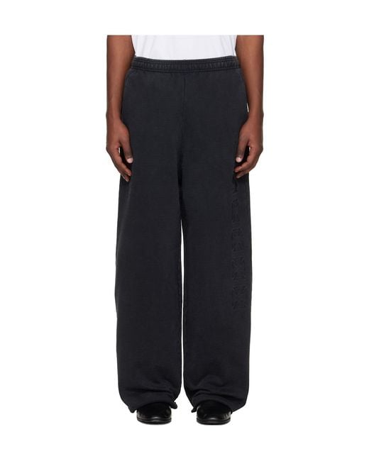 Vetements Black Embroidered Biker Cross Stripe Sweatpants for men
