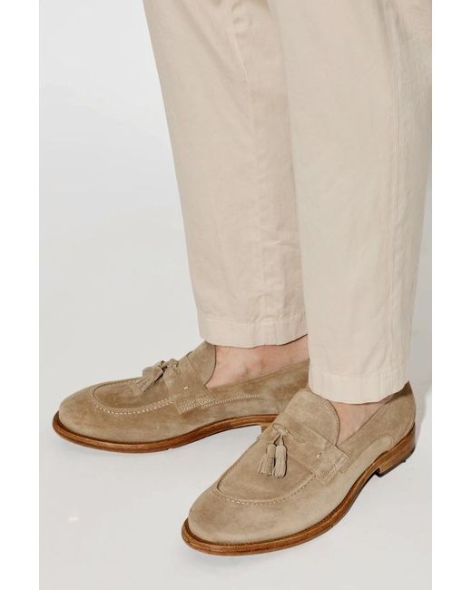 Eleventy Brown Tassel Suede Loafers for men