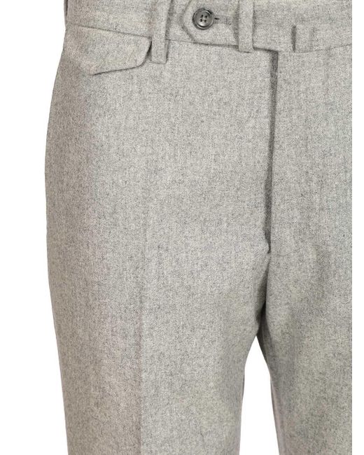 Tagliatore Gray Pleated Flannel Pants for men