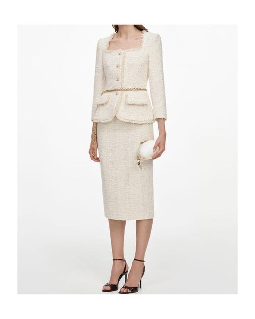 Self-Portrait Natural Bouclé Chain-Melt Midi Skirt And Jacket Set