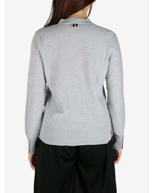 Thom Browne Gray Cable-Knit Cardigan