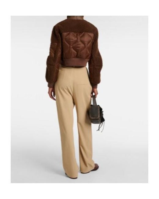 Blancha Brown Quilted Shearling Bomber Jacket
