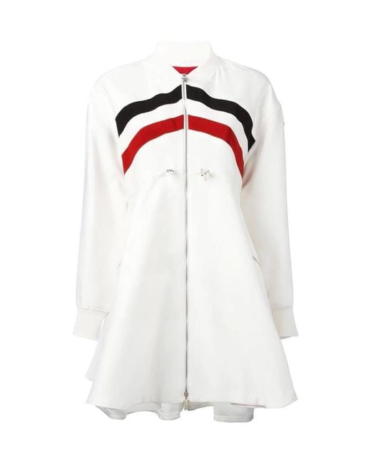 Moncler White Striped Flared Casual Jacket