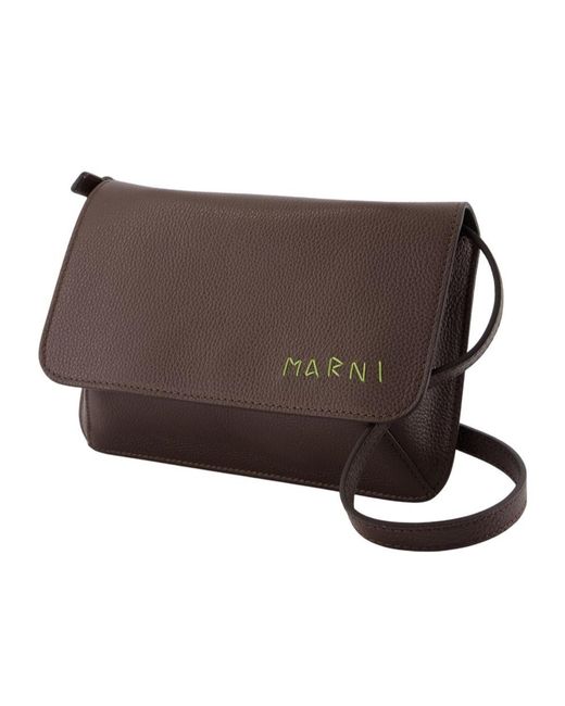 Marni Brown Flap Trunk Shoulder Bag