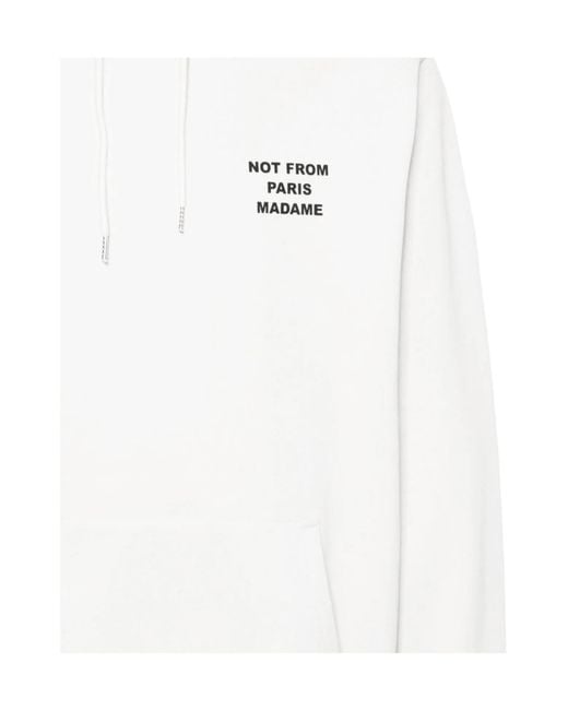 Drole de Monsieur White Drôle De Monsieur Slogan-Printed Drawstring Hoodie for men
