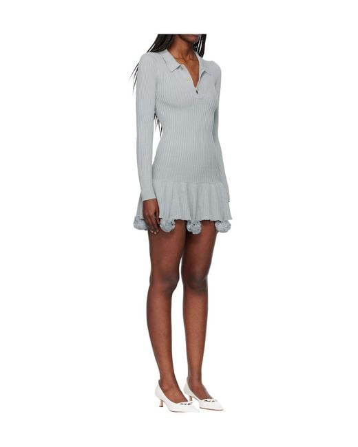 Conner Ives Gray Pom Pom Polo Mini Dress