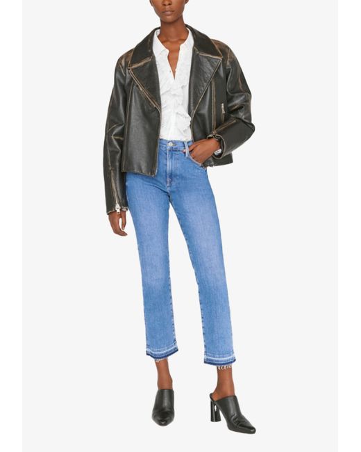 FRAME Blue Denim Cotton Trousers