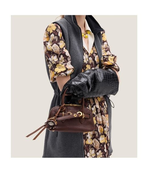 Miu Miu Brown Aventure Mini Nappa Leather Bag