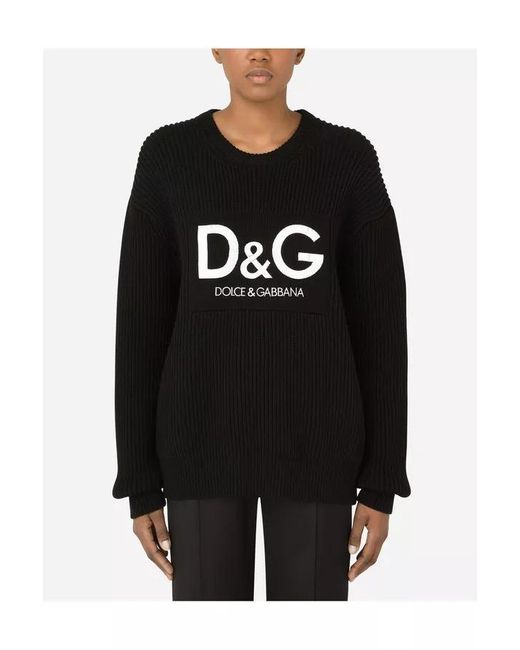 Dolce & Gabbana Black Logo-Embroidered Wool Jumper