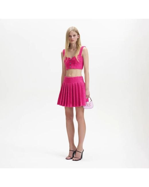 Self-Portrait Red Lace-Detailing Sleeveless Dress