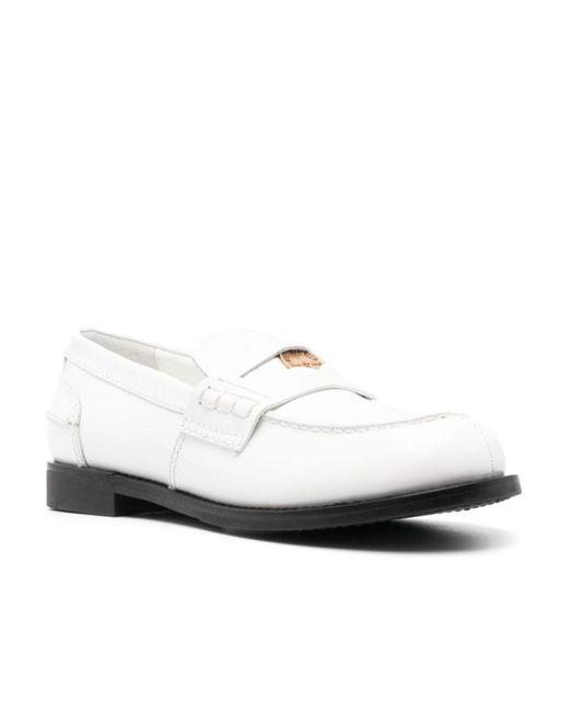 Miu Miu White Penny Leather Loafers