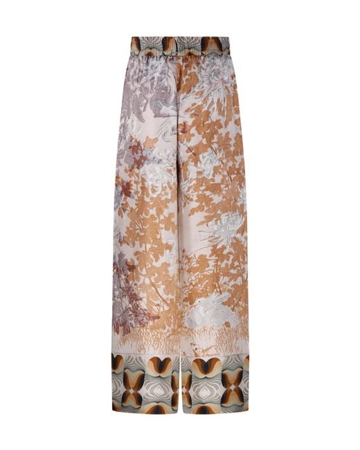 Pierre Louis Mascia Natural Cialda Floral-Print Trousers