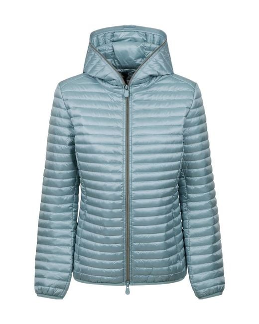 Save The Duck Blue Quilted Hooded Jacket