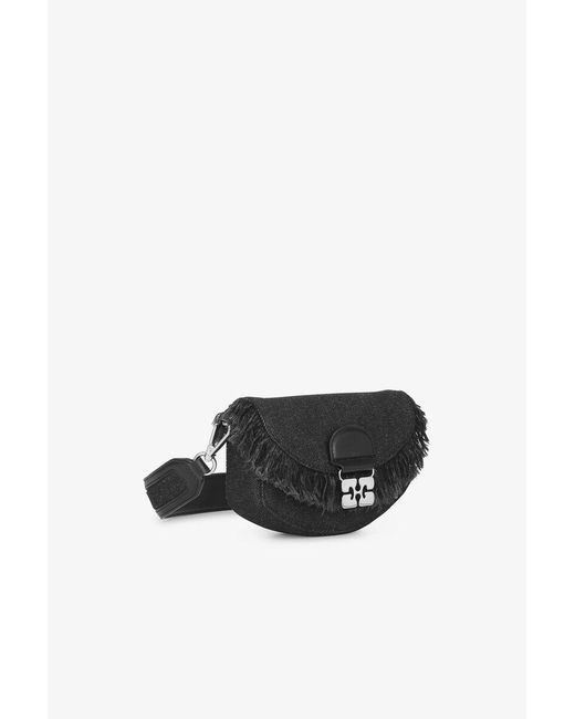 Ganni Black Apo G Logo Plaque Mini Shoulder Bag