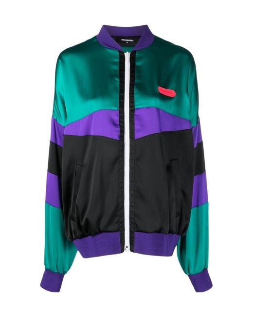 DSquared² Black Colour-Block Zipped Bomber Jacket