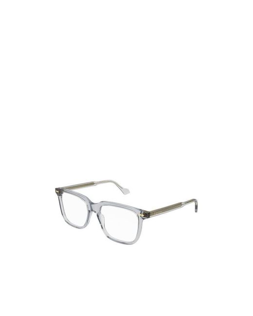 Gucci White Eyewear Rectangular Frame Glasses for men