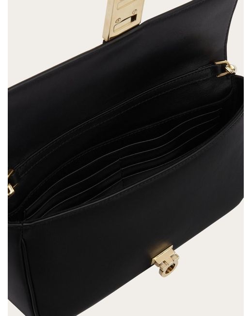 Ferragamo Black Foldover-Top Chain-Linked Shoulder Bag