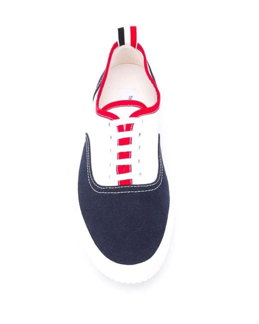 Thom Browne White Heritage Canvas Sneakers for men