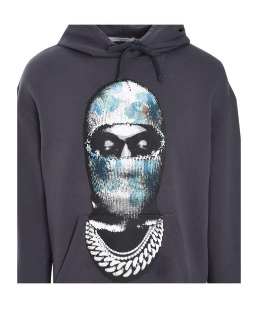 Ih Nom Uh Nit Blue Graphic-Print Cotton Hoodie for men