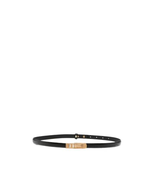 Alberta Ferretti White Ridged-Buckle Leather Belt