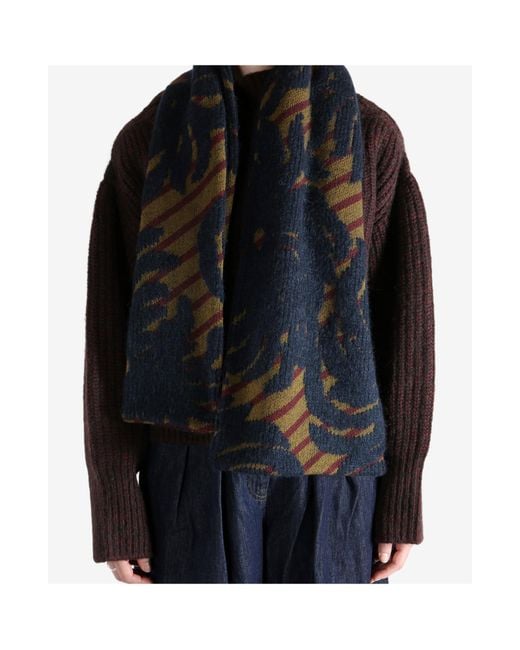 Dries Van Noten Blue Telex Jacquard Scarf