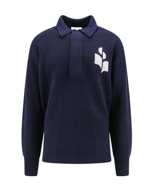 Isabel Marant Blue William Logo Jacquard Sweater for men