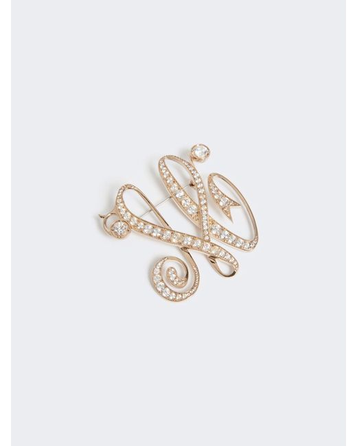 Max Mara Metallic Letter Embellished Brooch