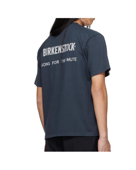 Song For The Mute Blue X Birkenstock Logo-Print Crew-Neck T-Shirt for men