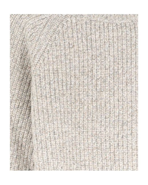 Aspesi White Ribbed Knit Sweater