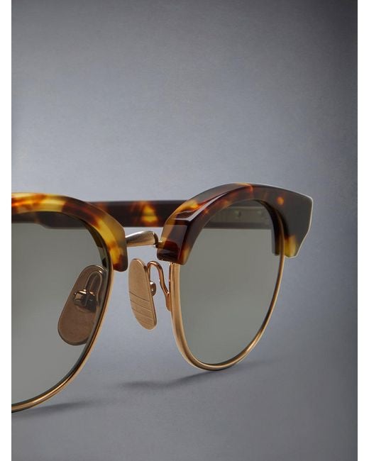 Thom Browne Green Eyewear Oval Frame Sunglasses for men