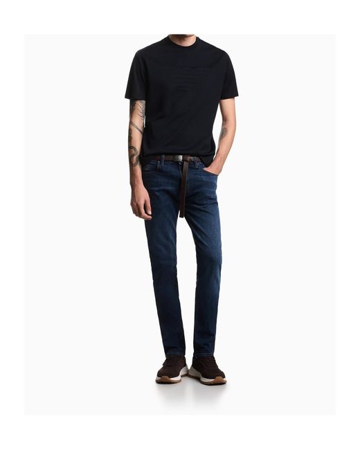Emporio Armani Blue Short-Sleeved Crewneck T-Shirt for men