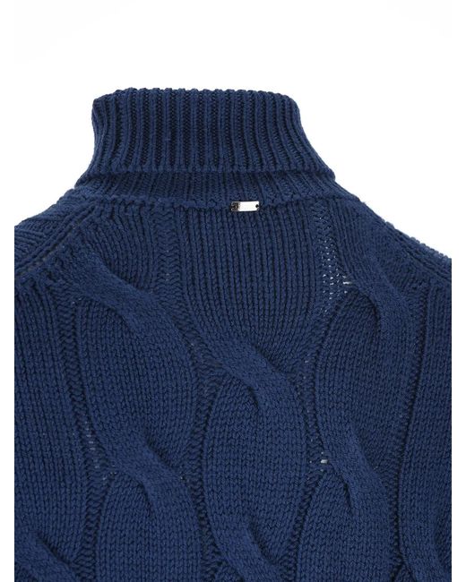 Herno Blue Cable-Knit Sweater for men