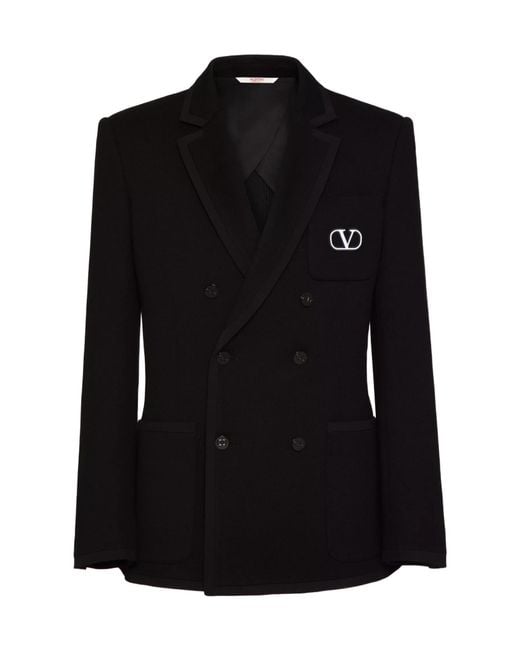 Valentino Black Double-Breasted Long-Sleeved Blazer for men