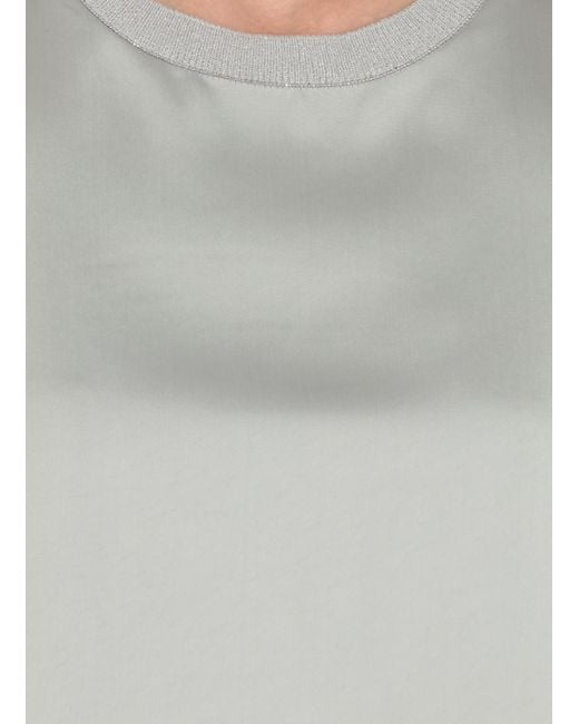 Fabiana Filippi Gray Crewneck Embellished Satin T-Shirt