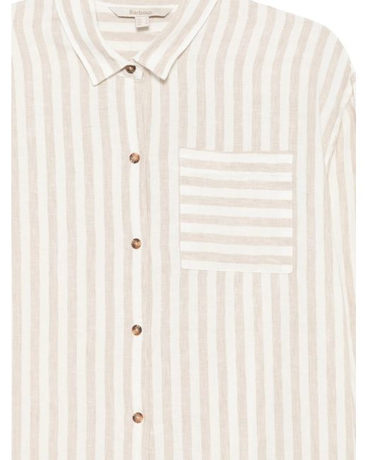 Barbour White Annie Striped Chest-Pocket Shirt