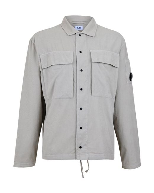 C P Company Gray Solid Color Overshirt for men