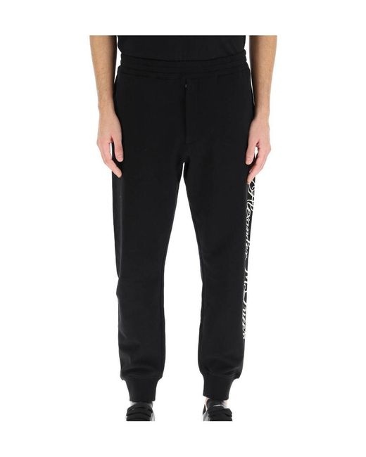 McQueen Black Rope Waist Sweatpants for men