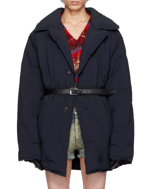 Maison Margiela Black Four-Stitch Detailed Padded Coat for men