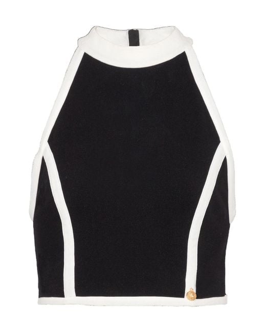 Balmain Black Two-Tone Cropped Top
