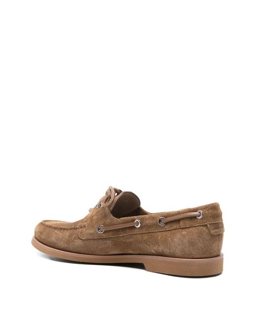 Gianvito Rossi Brown Vande Suede Boat Shoes for men