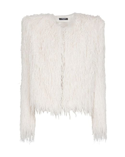Balmain White Fringed Jacket