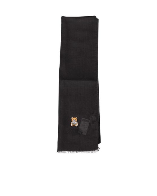 Moschino Black Teddy Bear-Logo Scarf for men