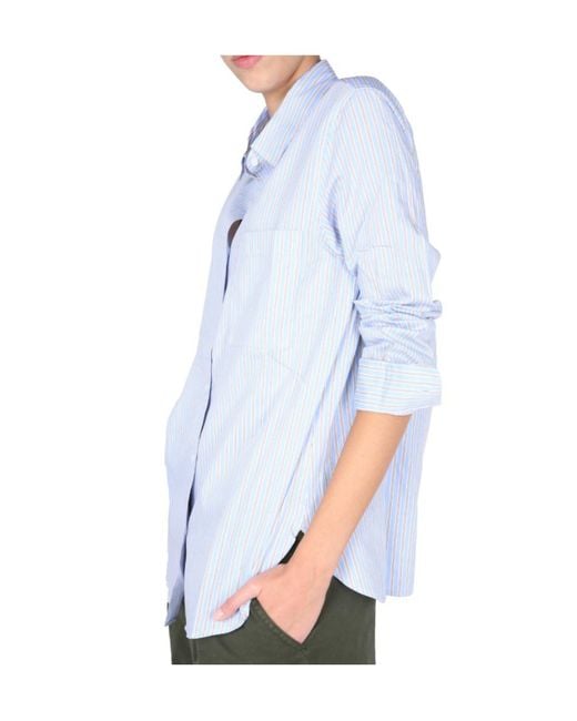 Aspesi White Striped Pattern Buttoned Shirt