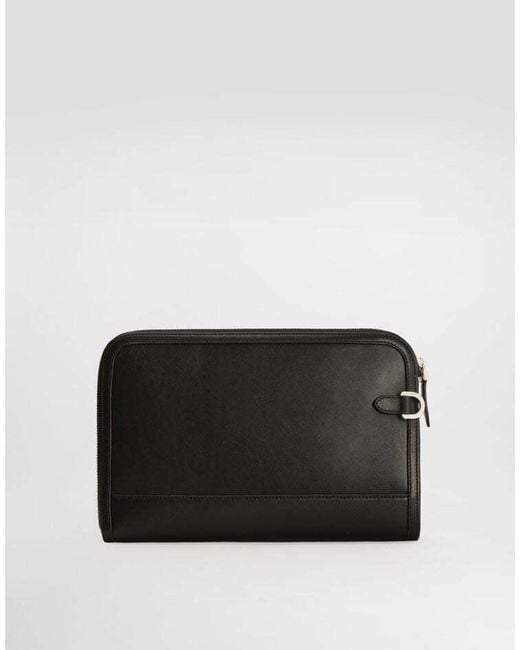 Dolce & Gabbana Black Woven Panel Wristlet Bag for men