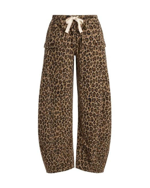 R13 Multicolor Reversible Leopard-Stripe Trousers